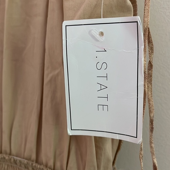 1. State Sleeveless Color BlockTiered Cotton Midi Dress XL Tan Black White - Picture 6 of 9